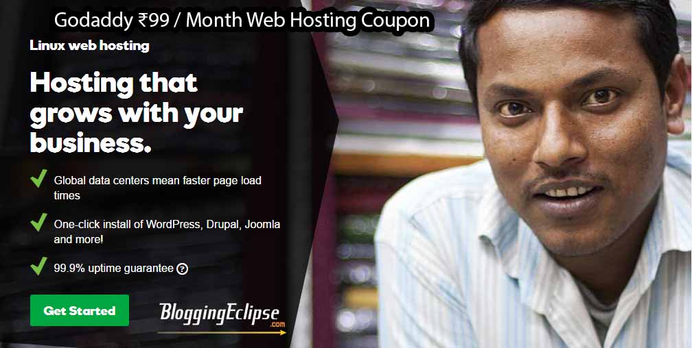 Godaddy ₹99 month web hosting coupon