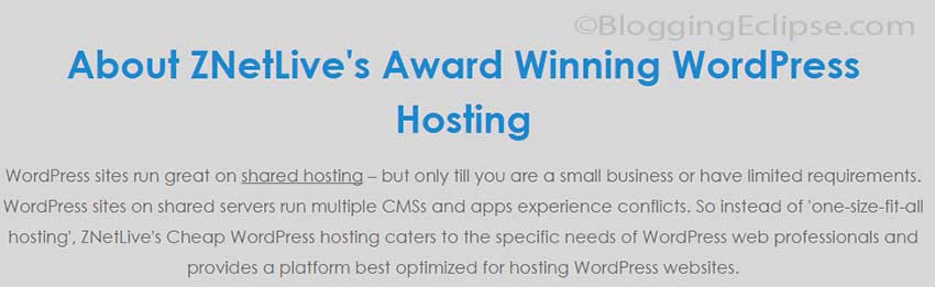About ZnetLive WordPress Hosting