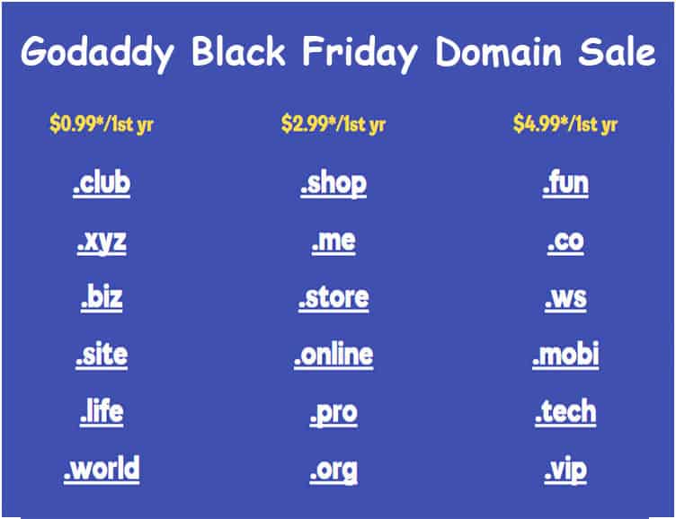 GoDaddy Black Friday Domain offer