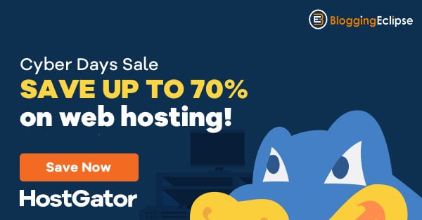 🔥 HostGator Black Friday - Saldi Cyber ​​Monday 2021 - 70% di sconto su tutti i piani 1