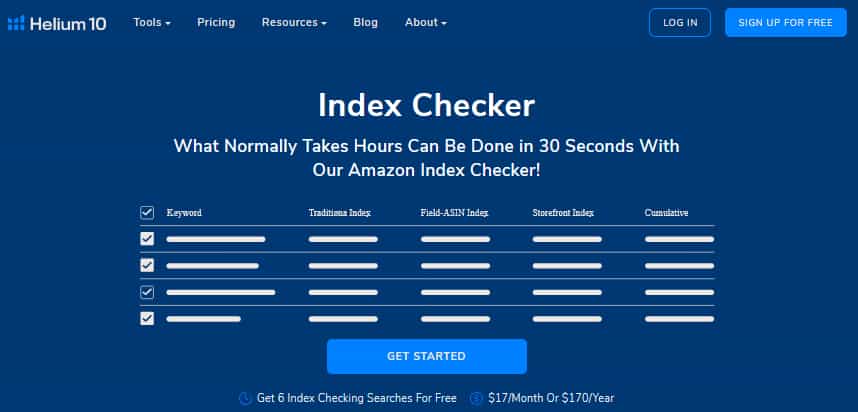 Helium 10 Index Checker