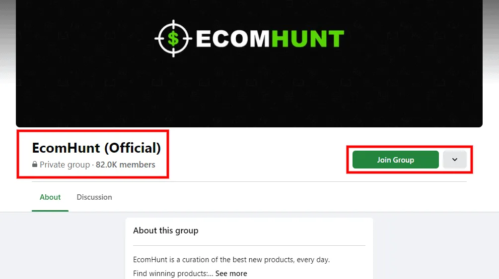Ecomhunt Facebook Group