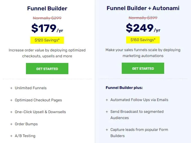 WooFunnels Pricing Plans