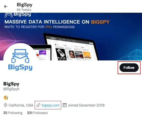 BigSpy on Twitter