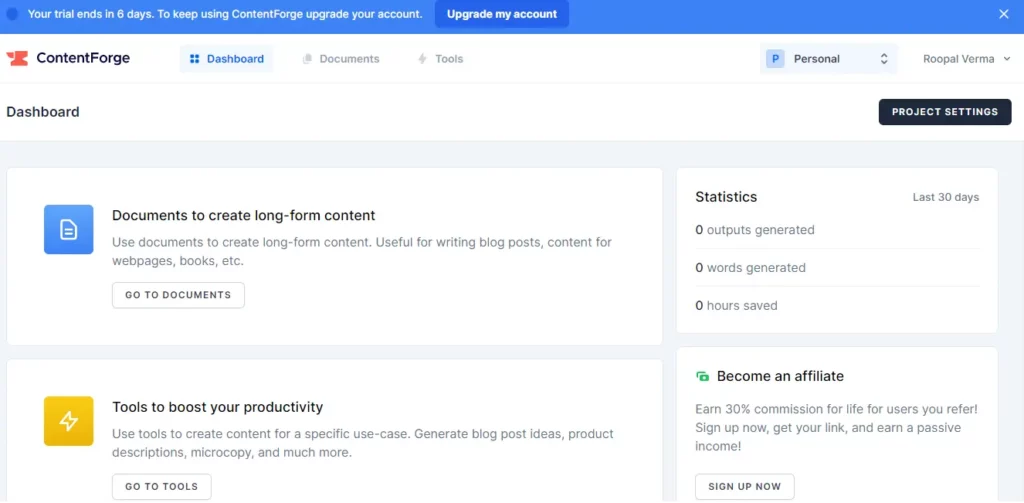 ContentForge Dashboard