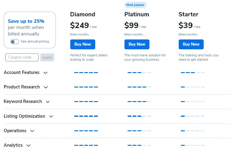 Helium 10 Pricing