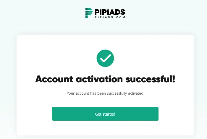 PiPiADS Account Verificiation button