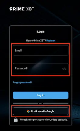 PrimeXBT Registration Page