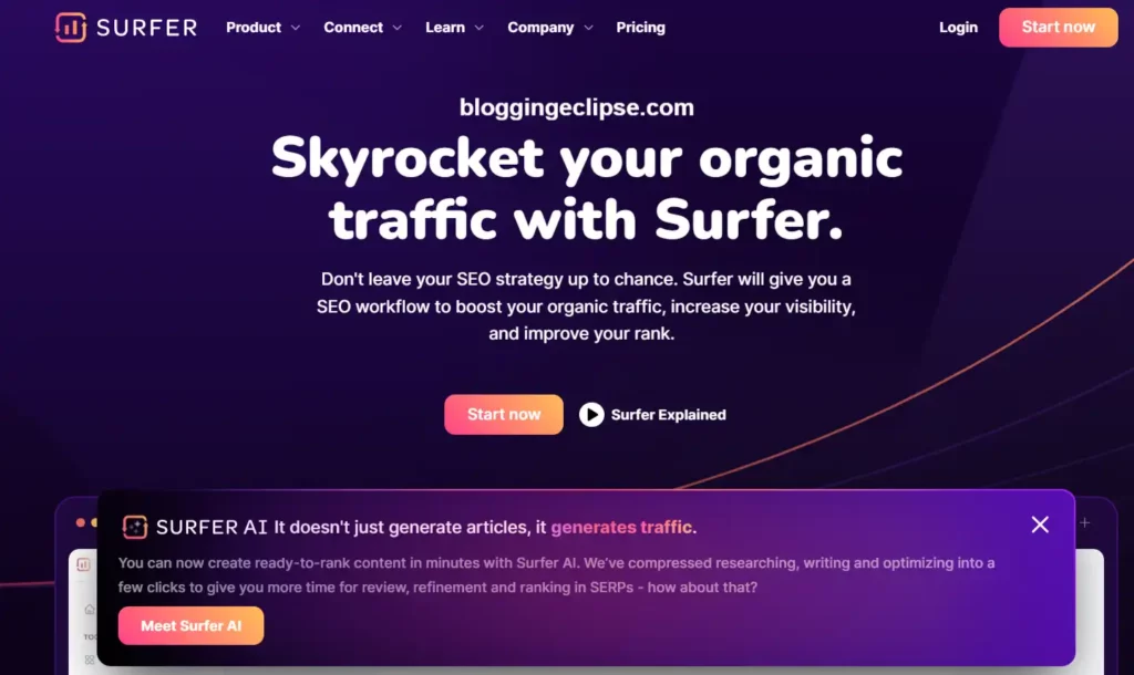 Surfer SEO Home Page