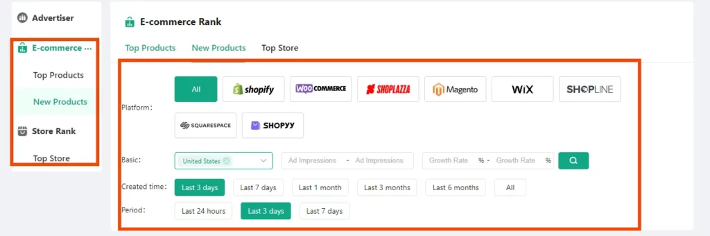 PiPiADS Filter search results option in Ecommerce rank