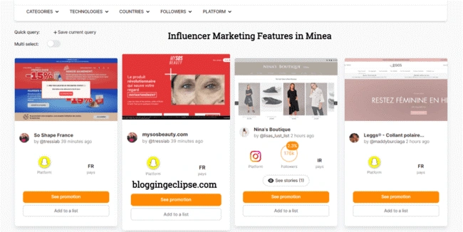 Influencer Product Placement by Minea