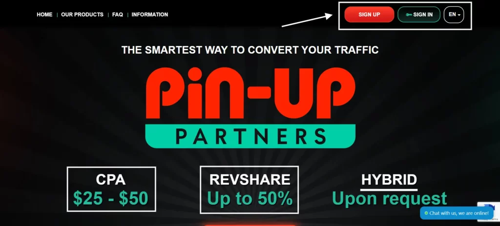 Pin Up Partners Homepage