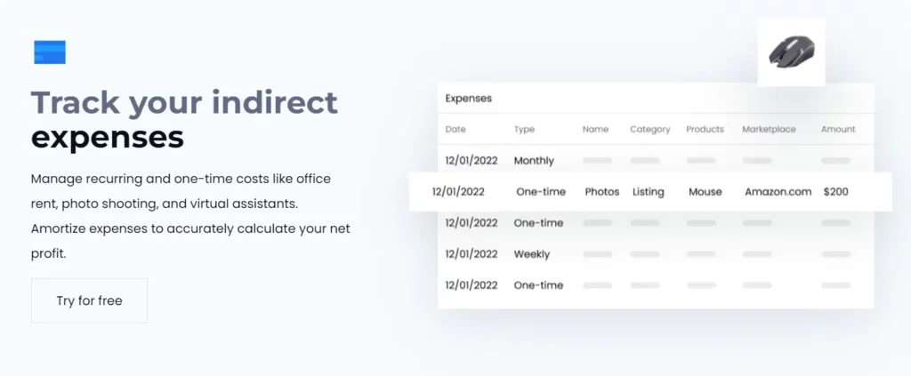 Sellerboard Indirect Expenses tracker